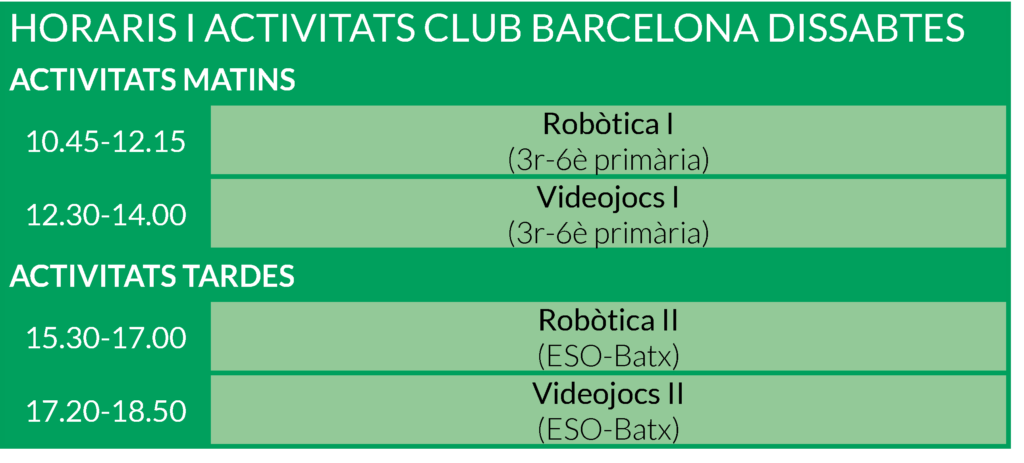 HORARIS BARCELONA 2017-2018 HORARIS BARCELONA 2017-2018